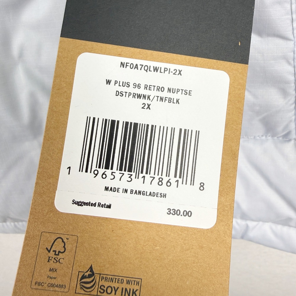 The North Face 96 Retro Nuptse Womens 2X Plus Desert Periwinkle / Black NEW - Picture 2 of 11